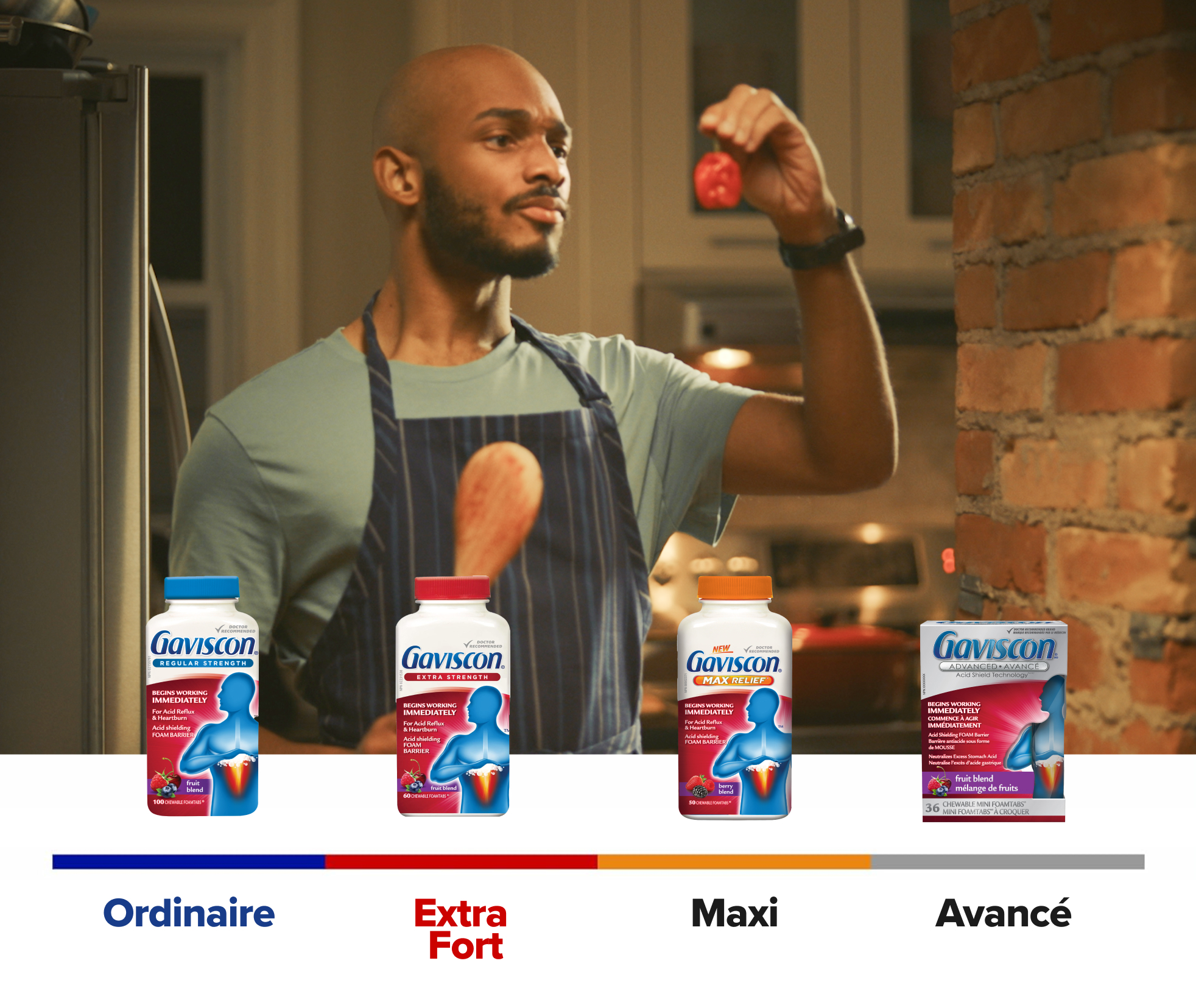 Gaviscon est offert en différents niveaux de force, en comprimés et en formats liquides, dans différentes saveurs